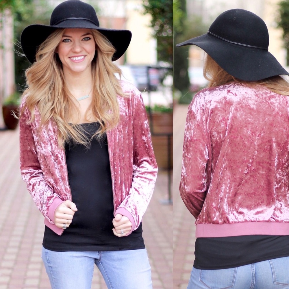 Mauve crushed velvet jacket
